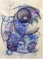 lilablau, 50x70 Aquarell Permanentmarker, 2022