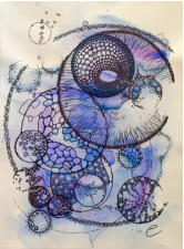 lilablau, 50x70 Aquarell Permanentmarker, 2022